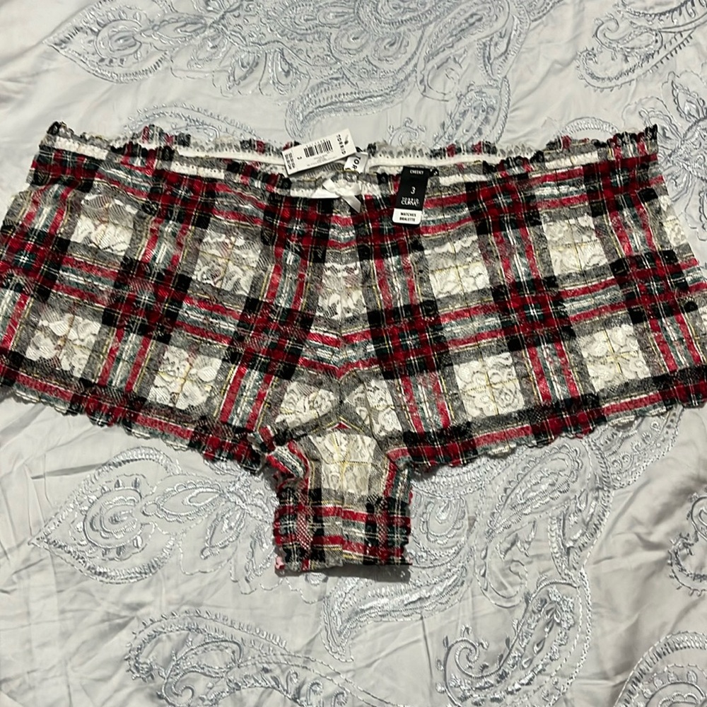 Torrid Curve Women’s multi color plaid stretchy lace cheeky panties size 3X